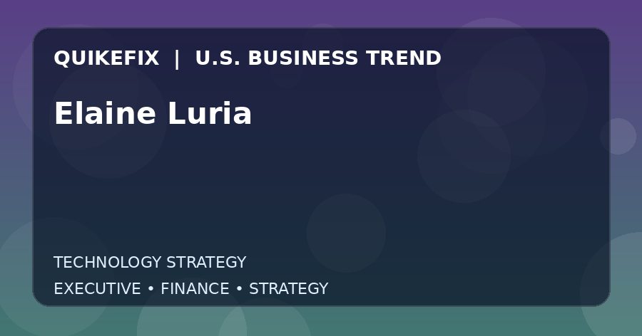 Elaine Luria U.S. business and finance trend analysis