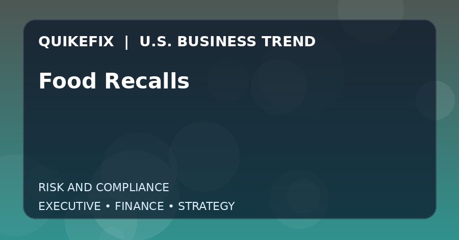 Food Recalls: Business Risks, Opportunities and Next Steps