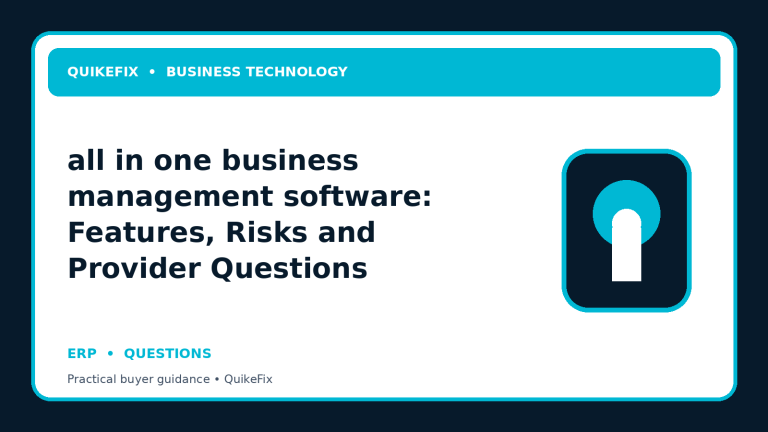 all in one business management software: Features, Risks and Provider Questions