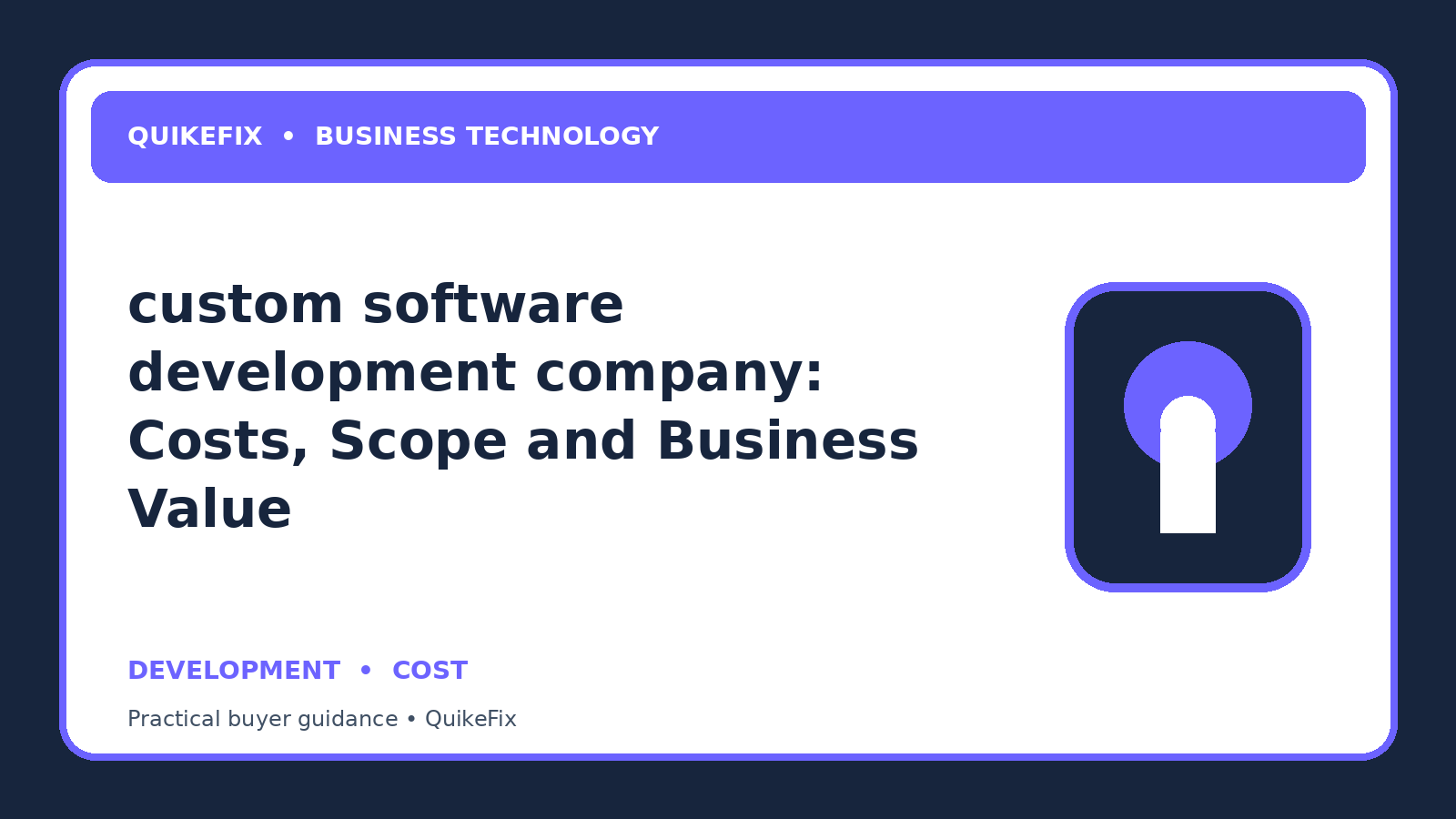 custom software development company: Costs, Scope and Business Value