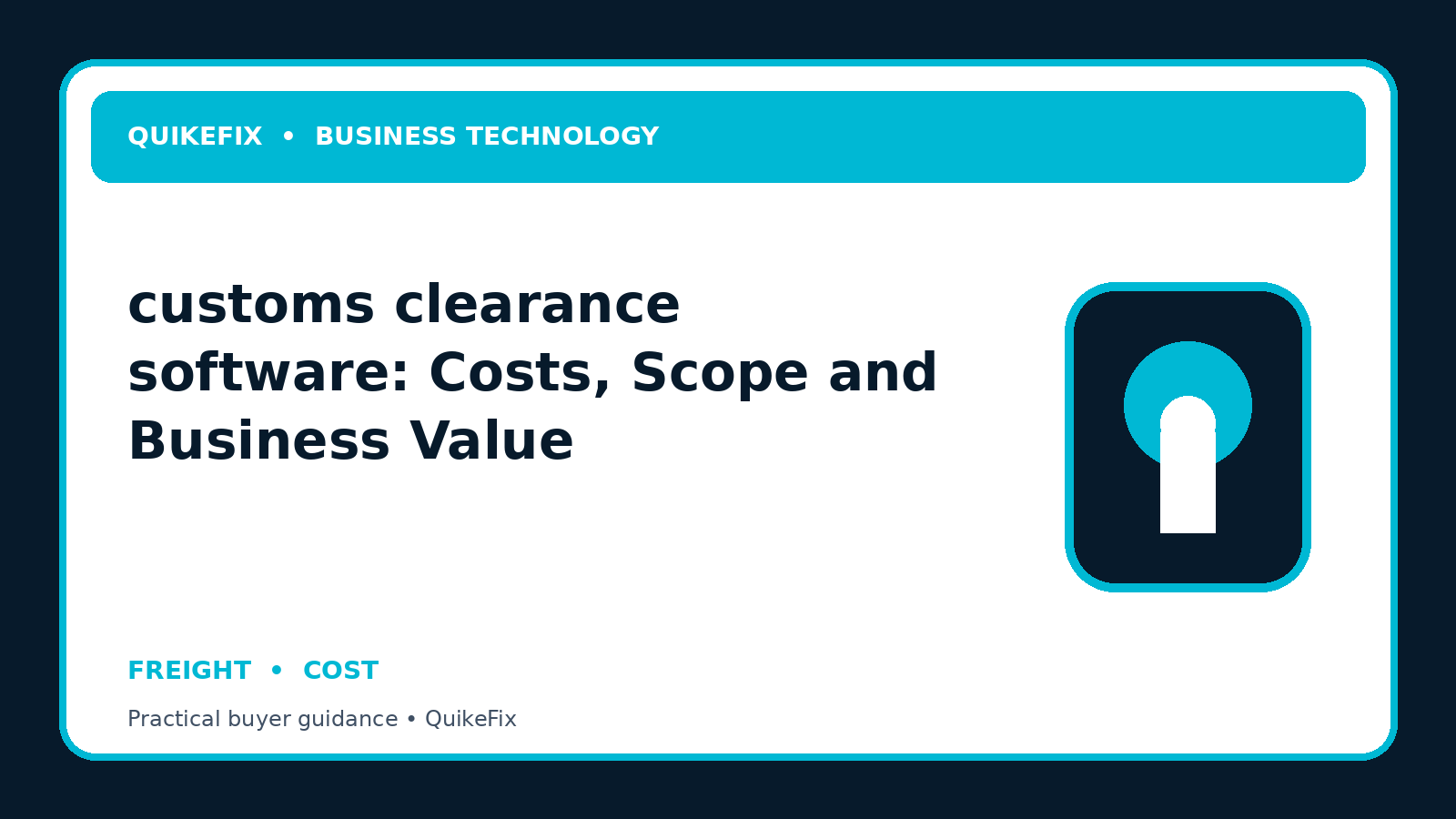 customs clearance software: Costs, Scope and Business Value