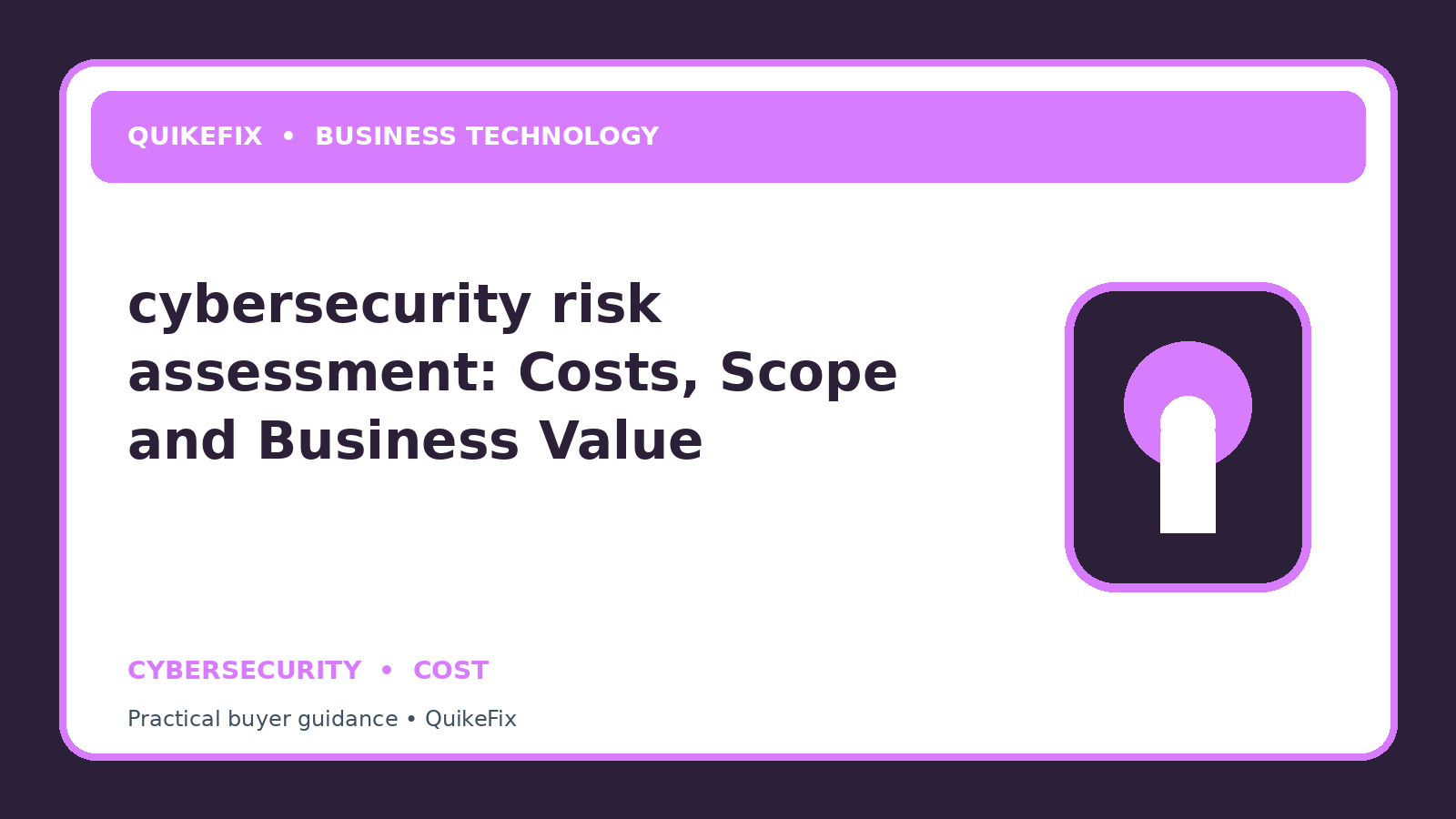 cybersecurity risk assessment: Costs, Scope and Business Value