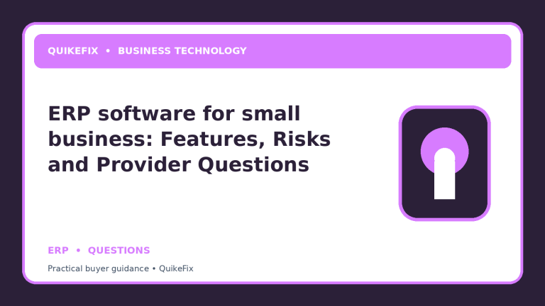 ERP software for small business: Features, Risks and Provider Questions