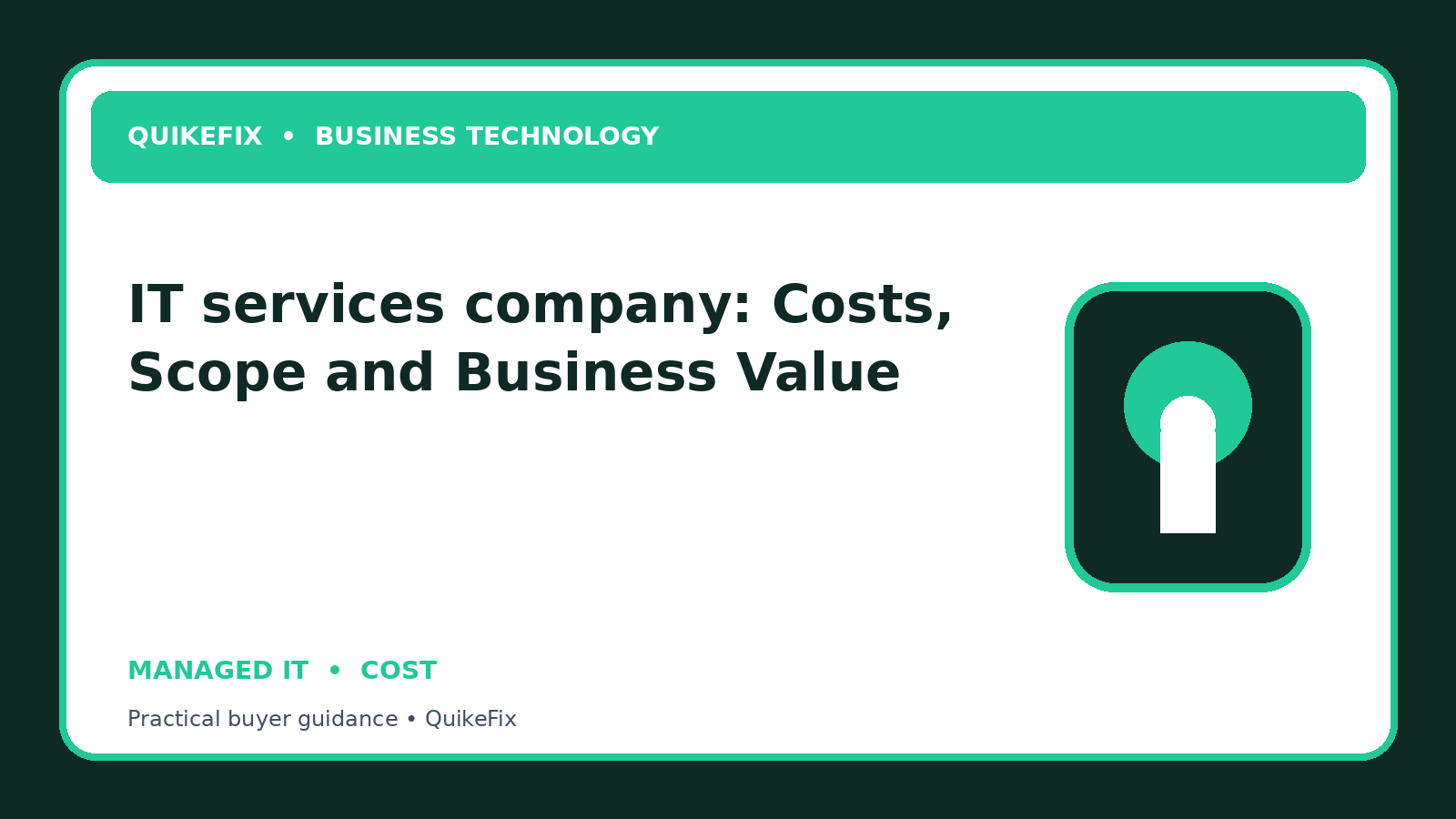 IT services company: Costs, Scope and Business Value