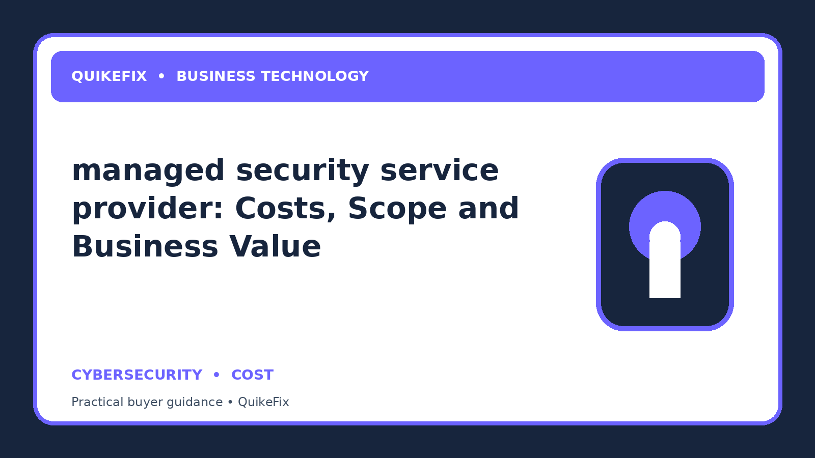 managed security service provider: Costs, Scope and Business Value